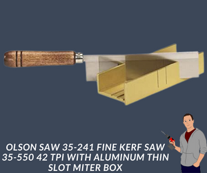Olson Saw 35-241 Fine Kerf Saw 35-550 42 tpi with Aluminum Thin Slot Miter Box